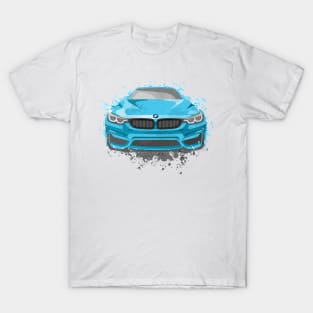 Blue Sports Car Illustration in Watercolor style T-Shirt